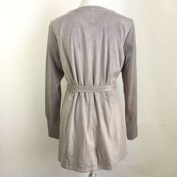 H BY Halston By Halston Faux Suede Zip Front Jacket Zip Up Belted Size 10 - Picture 5 of 8